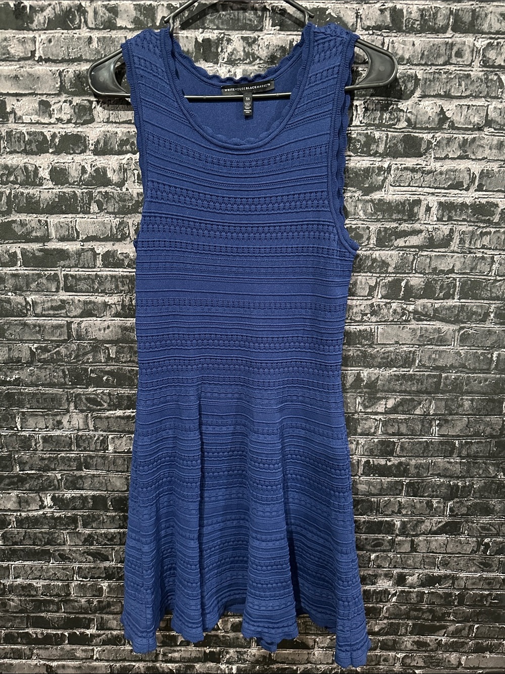 White House Black Market Cobalt Navy Blue Sleeveless Knit Midi Dress